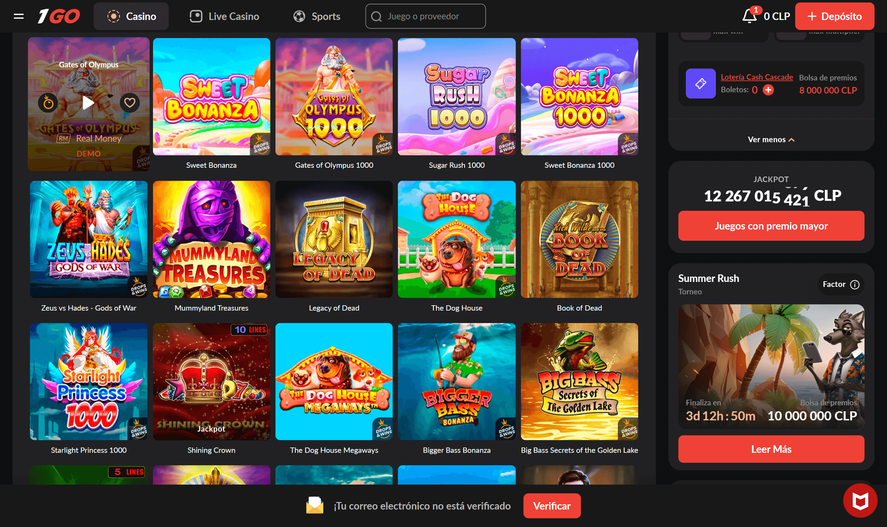 Juegos de casino en 1GO