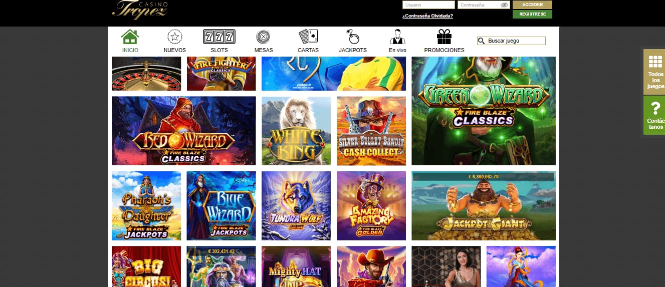 Casino Tropez Catálogo de Juegos