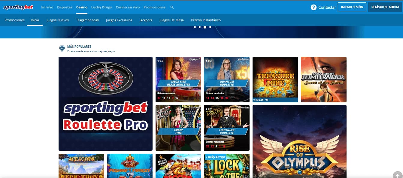 Sportingbet Casino Homepage