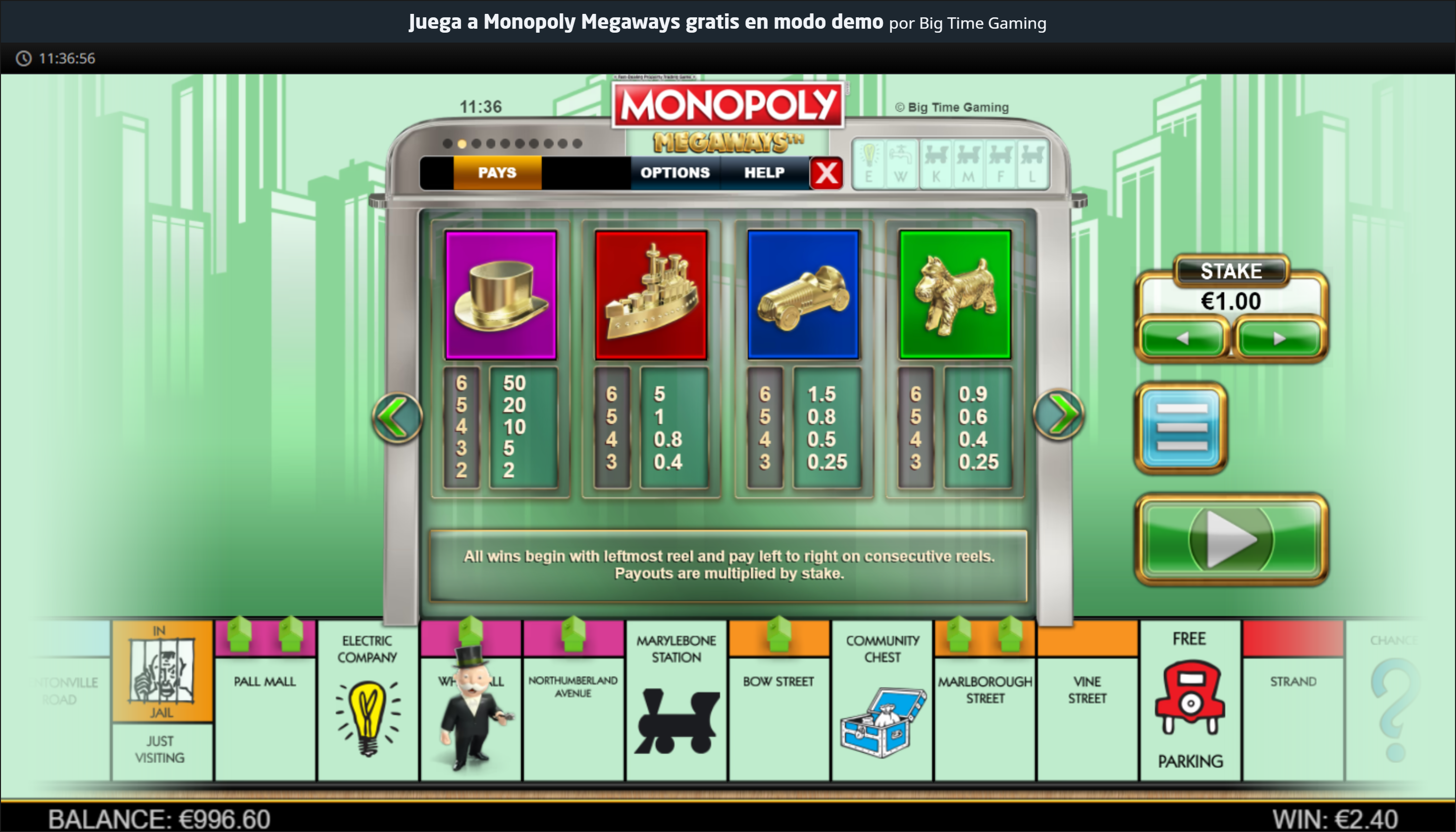 Monopoly Megaways Juego