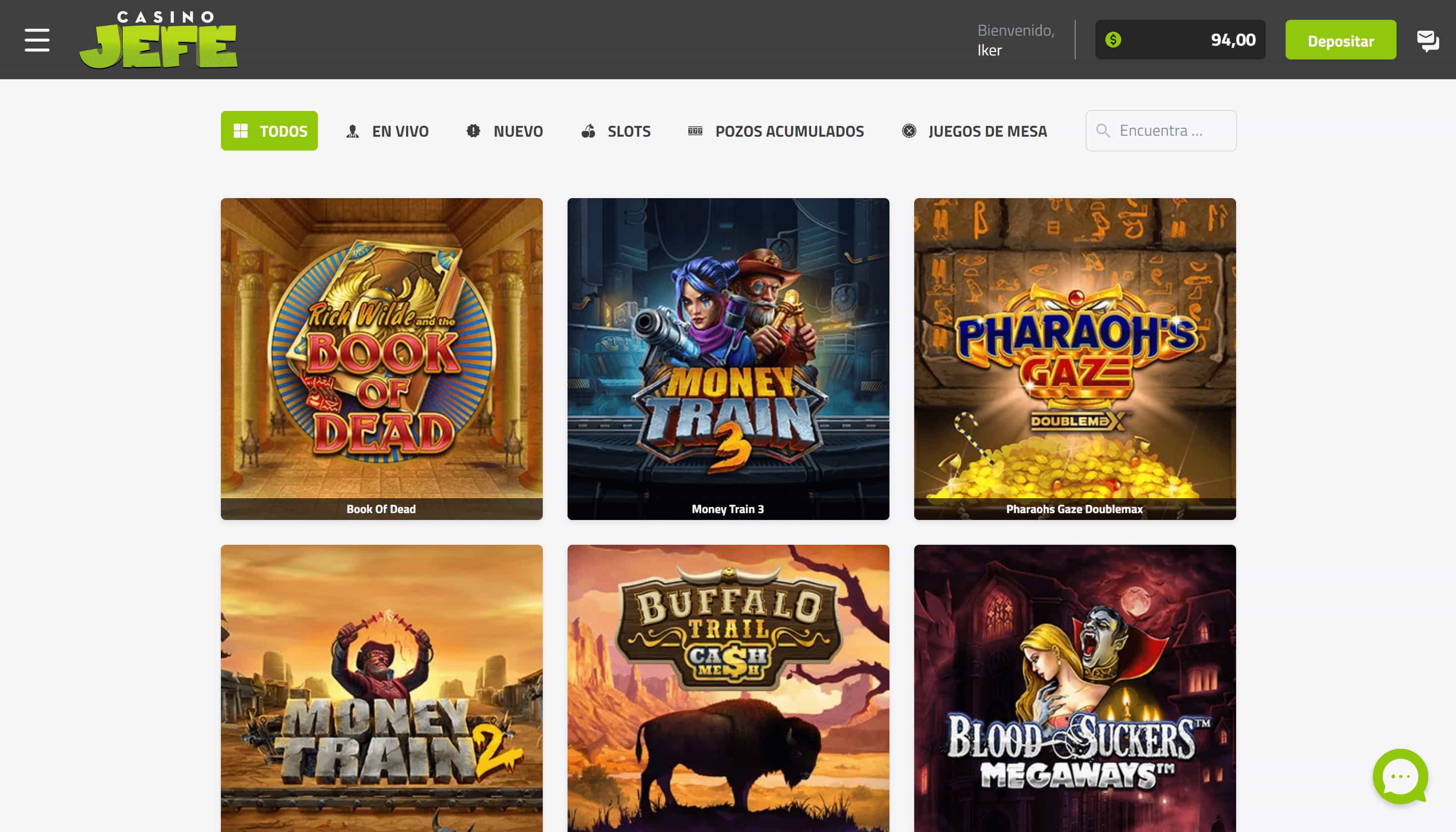 Casino Jefe Catálogo de juegos