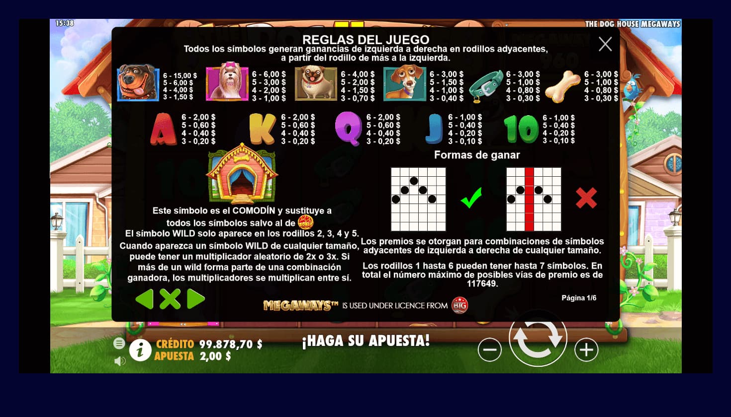 The Dog House Megaways Tabla de pagos