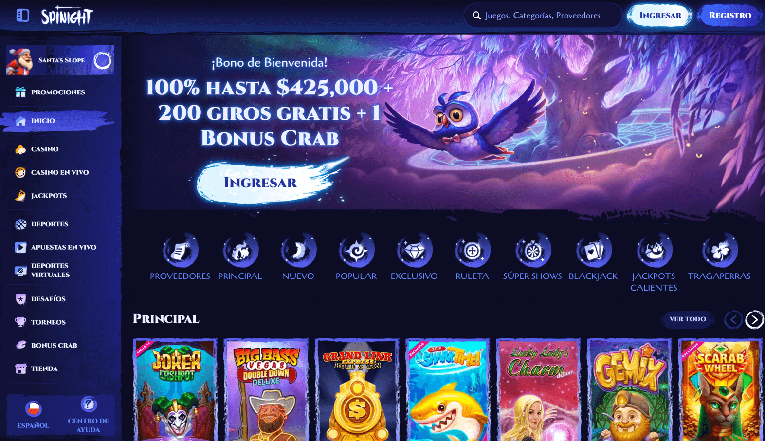 Homepage Spinight Casino Chile