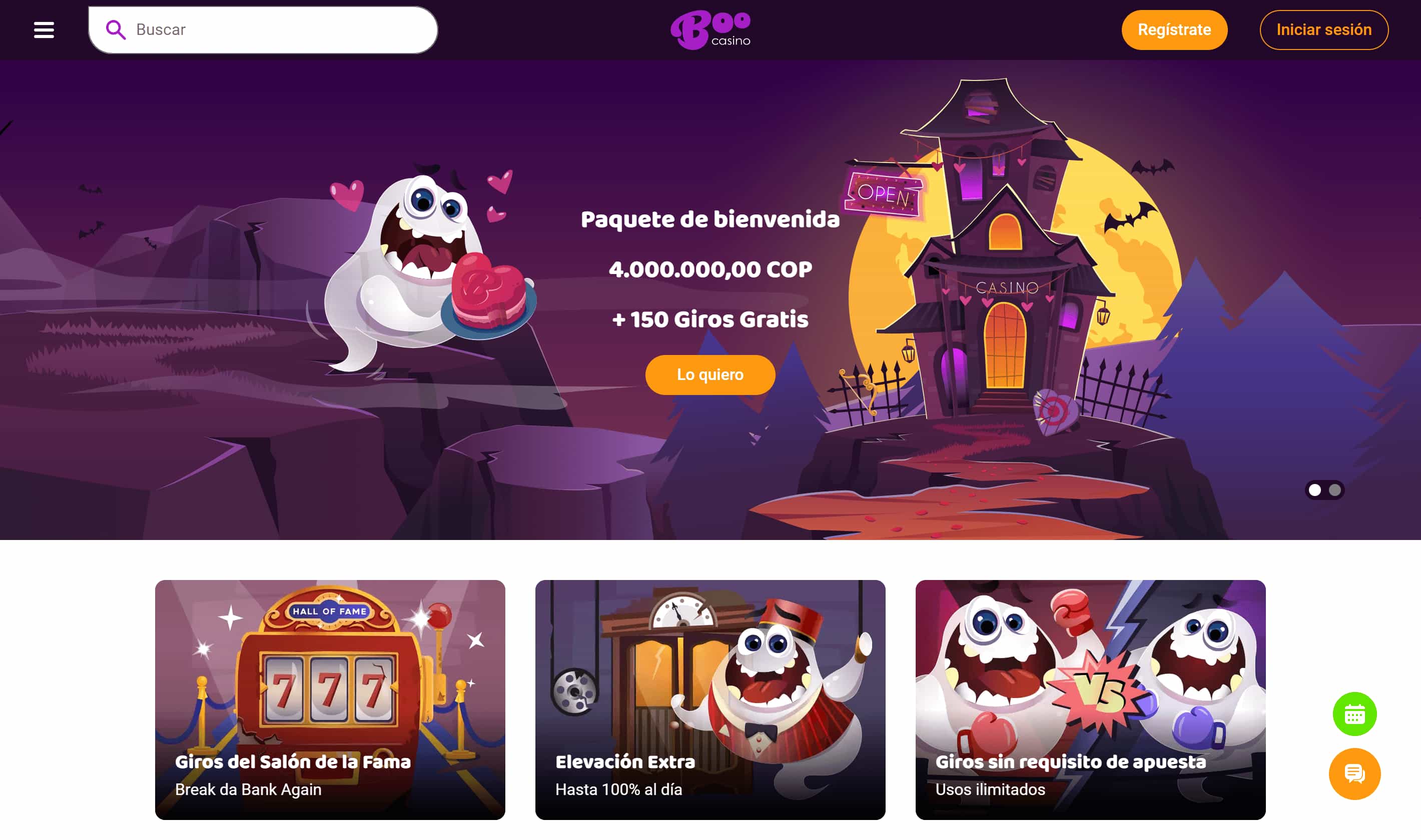 Boo Casino Homepage