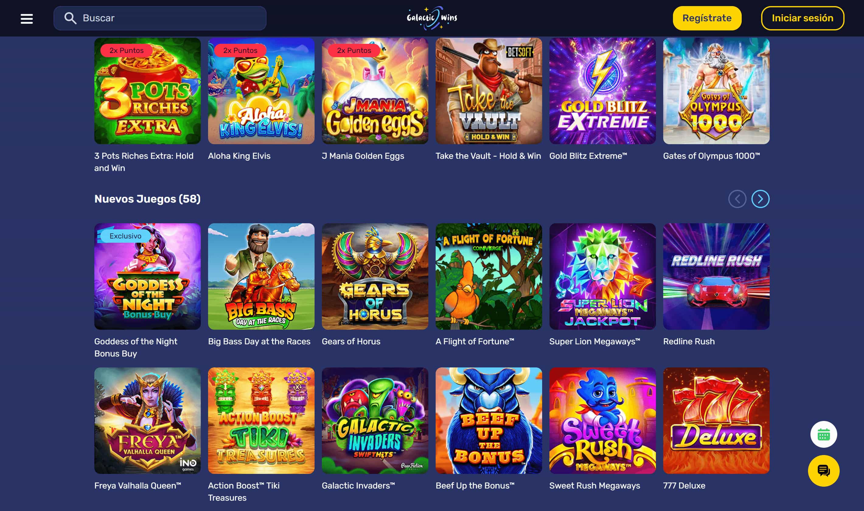 Juegos de Galactic Wins Casino