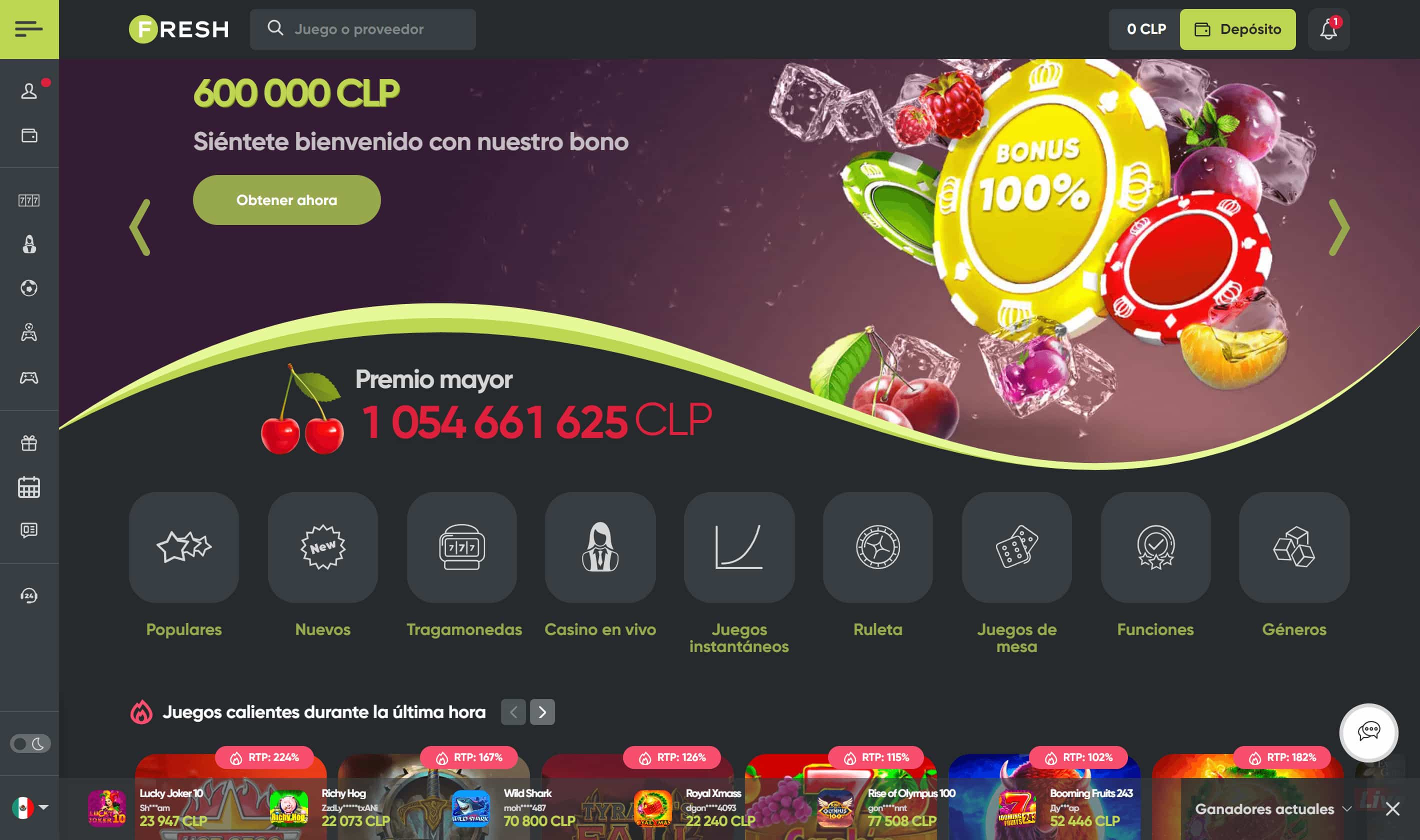 Fresh Casino Homepage