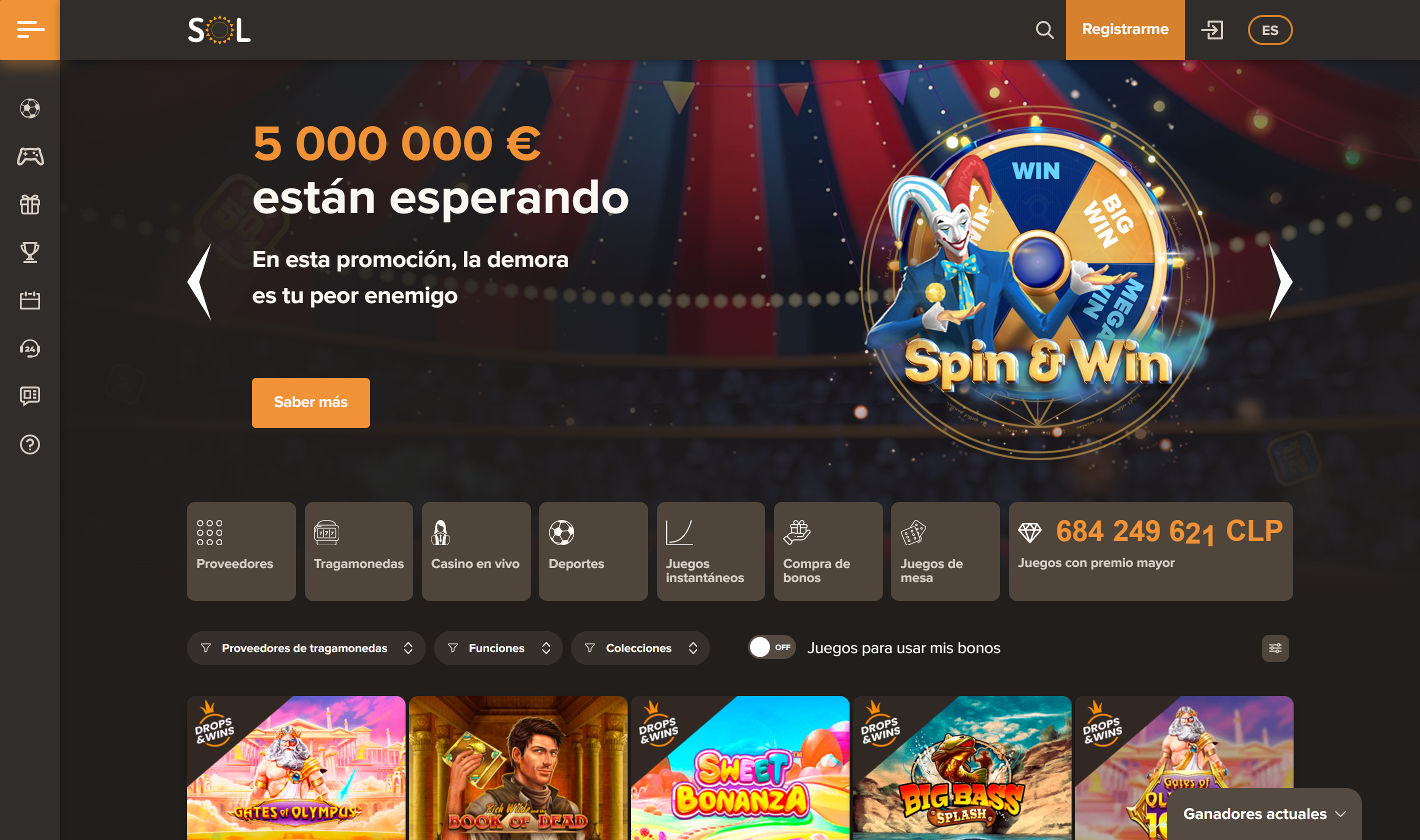 Sol Casino Chile Homepage