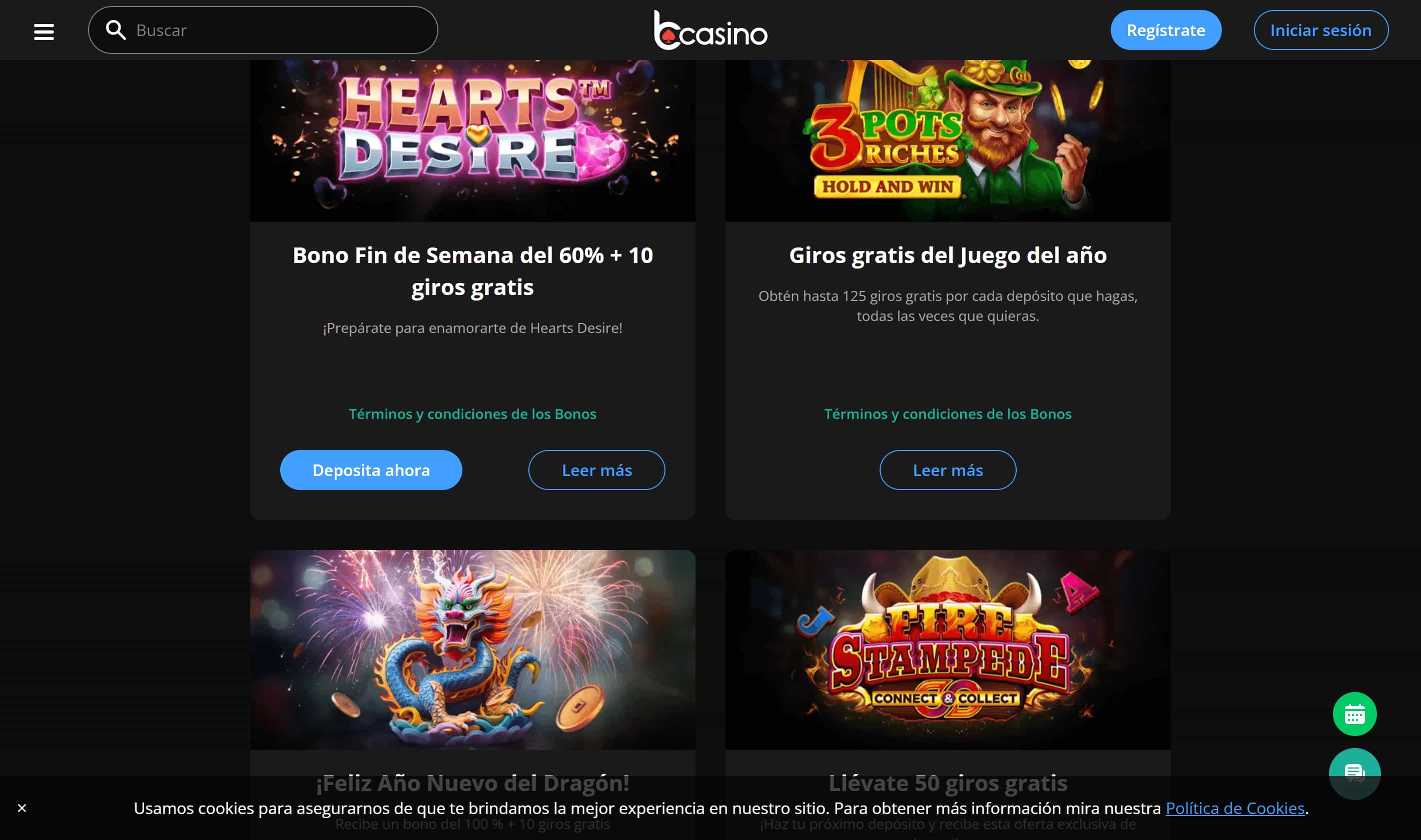 bcasino Bonos y promociones