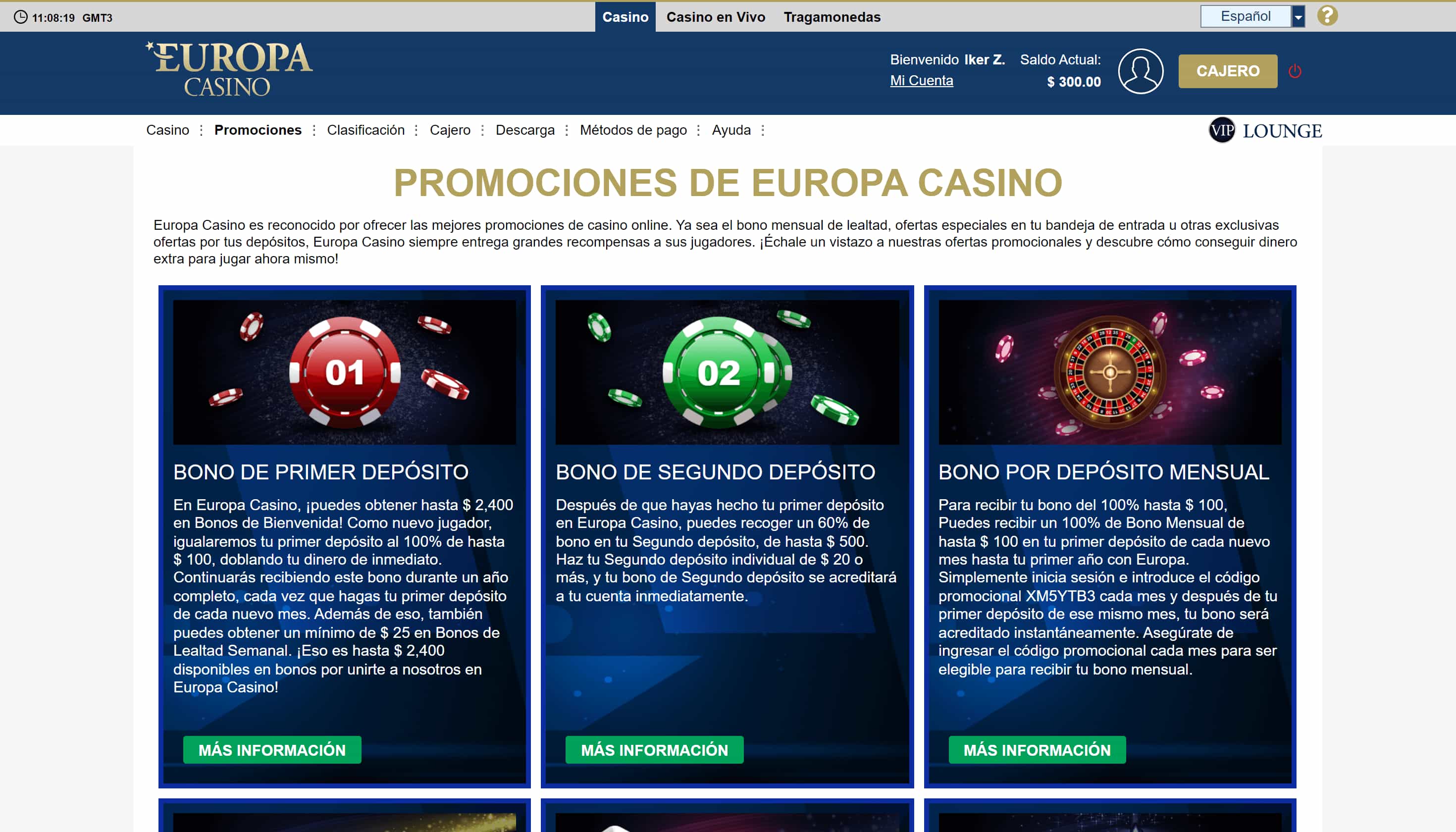 Europa Casino Bonos y promociones