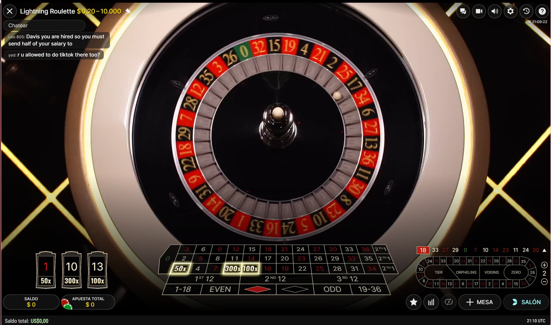 Juego Lightning Roulette