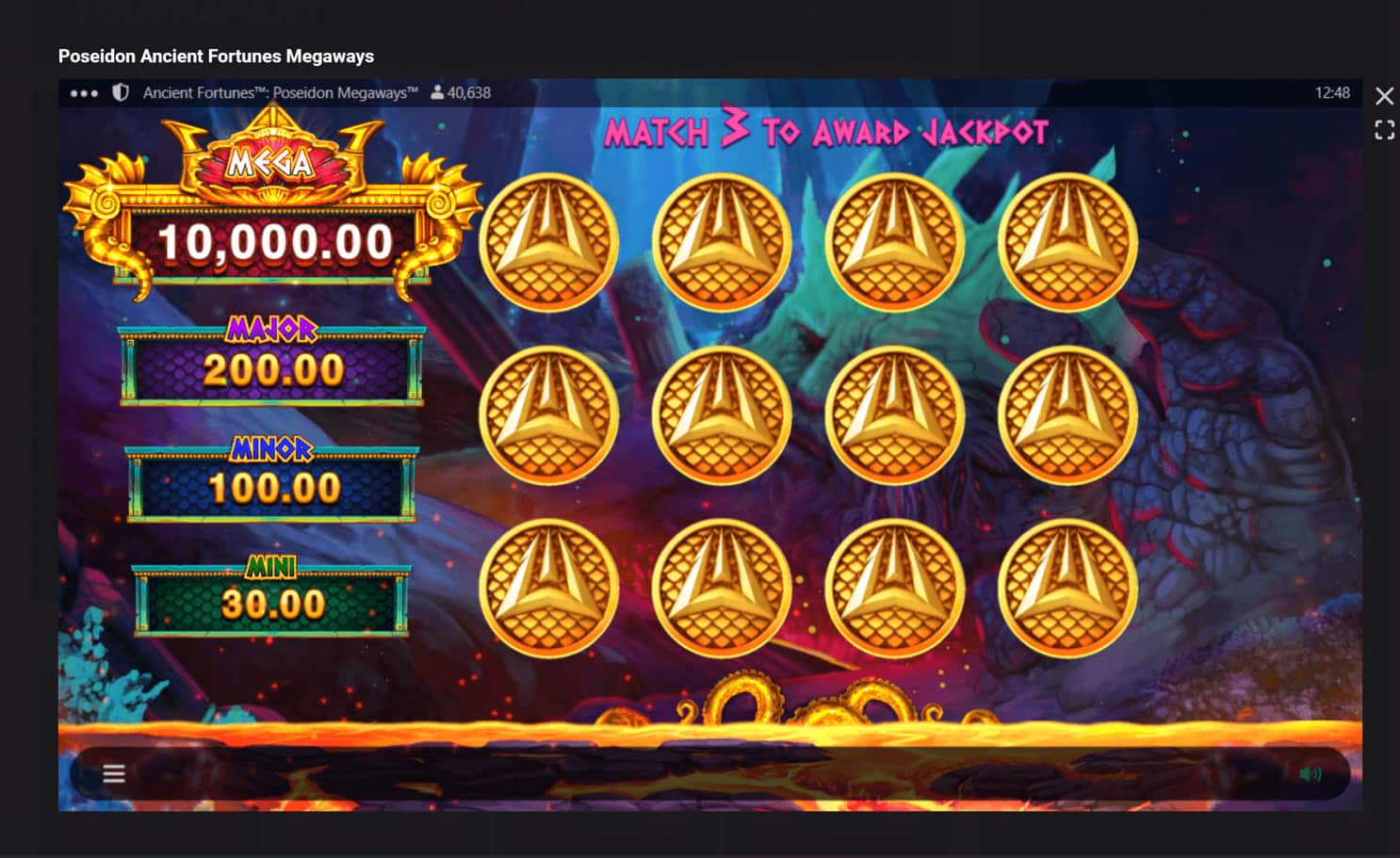 Ancient Fortunes Poseidon Megaways Bonus table