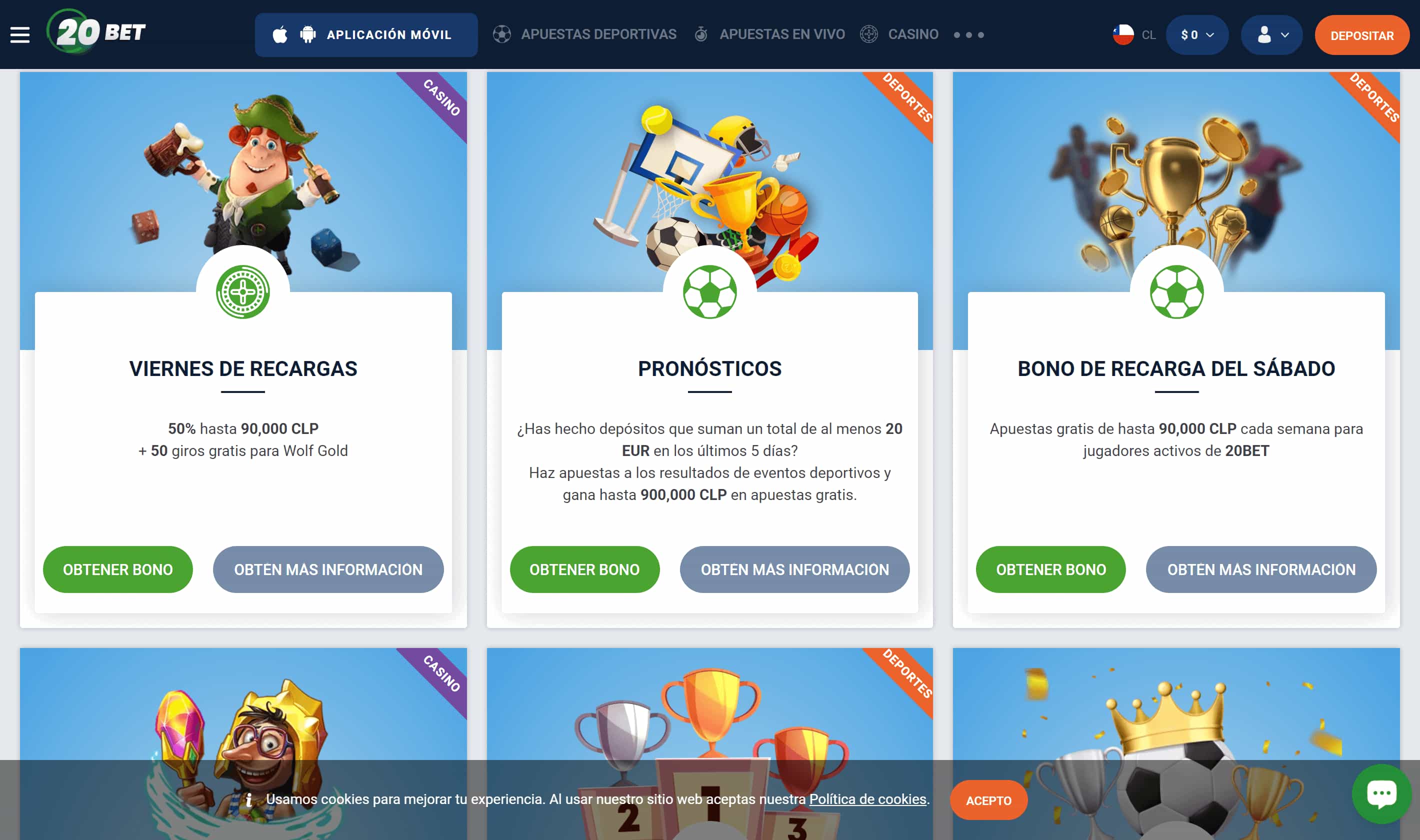 20bet Promociones y bonos Chile