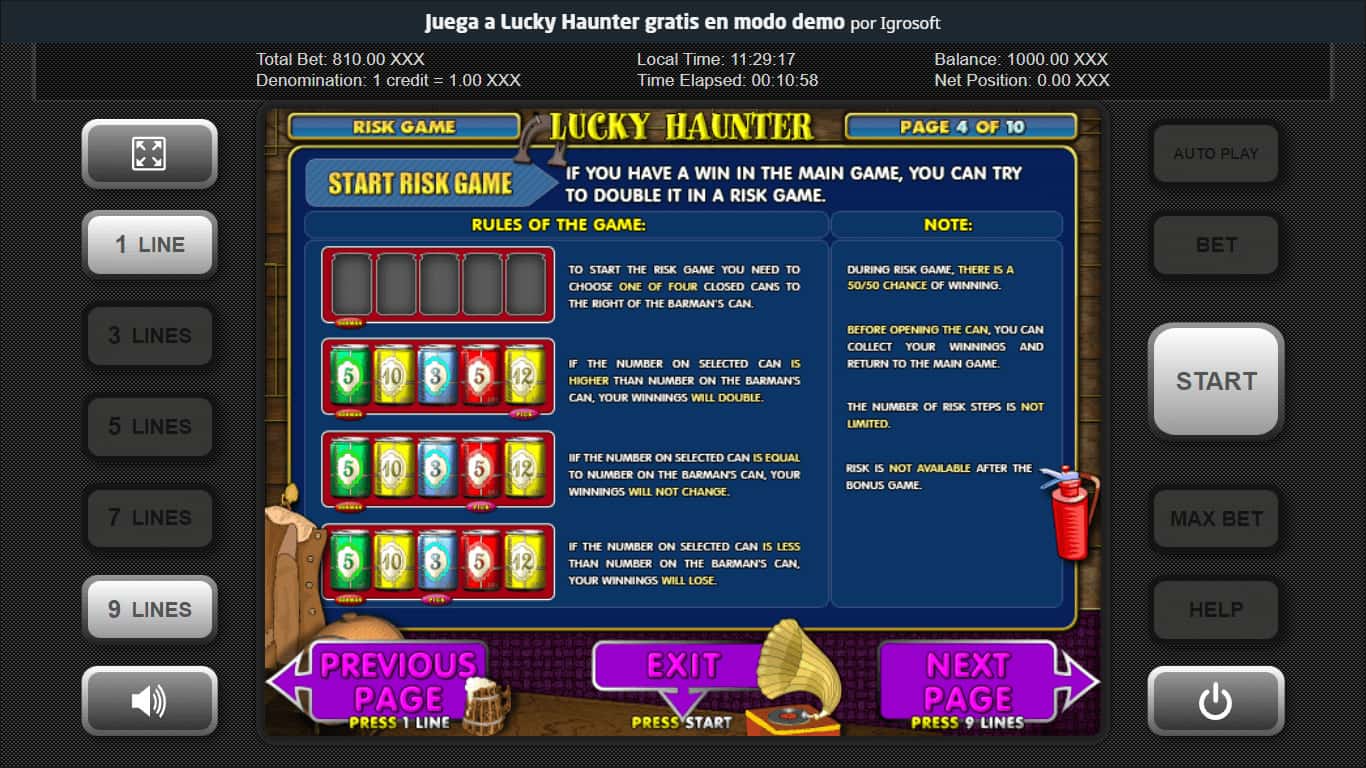 Tragamonedas Lucky Haunter tabla de pagos