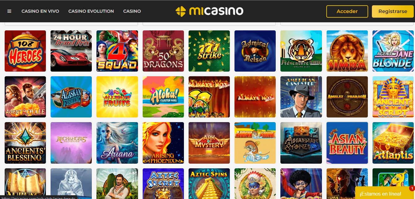 Catálogo de Juegos MiCasino Chile
