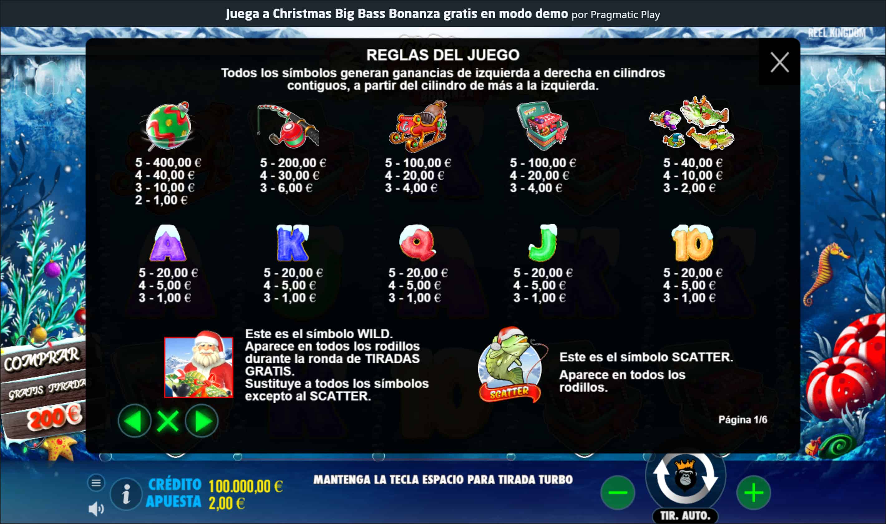 Christmas Big Bass Bonanza Tabla de Pagos 