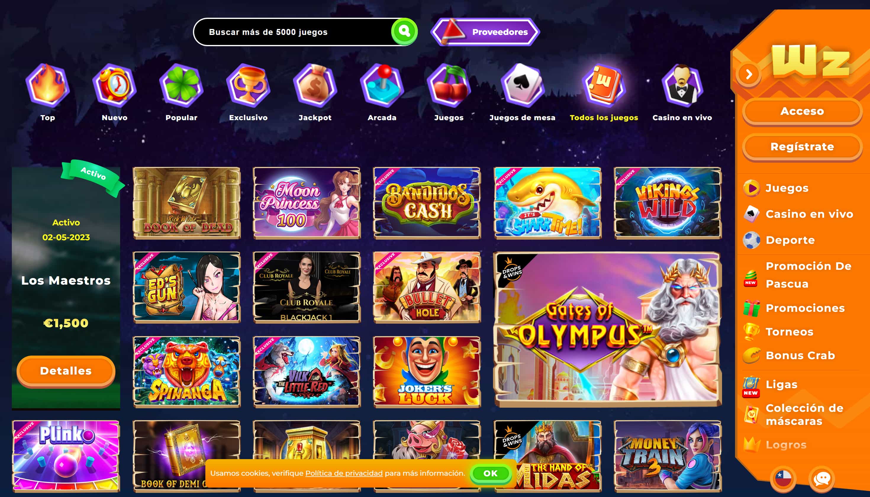 Juegos de Wazamba Casino Chile