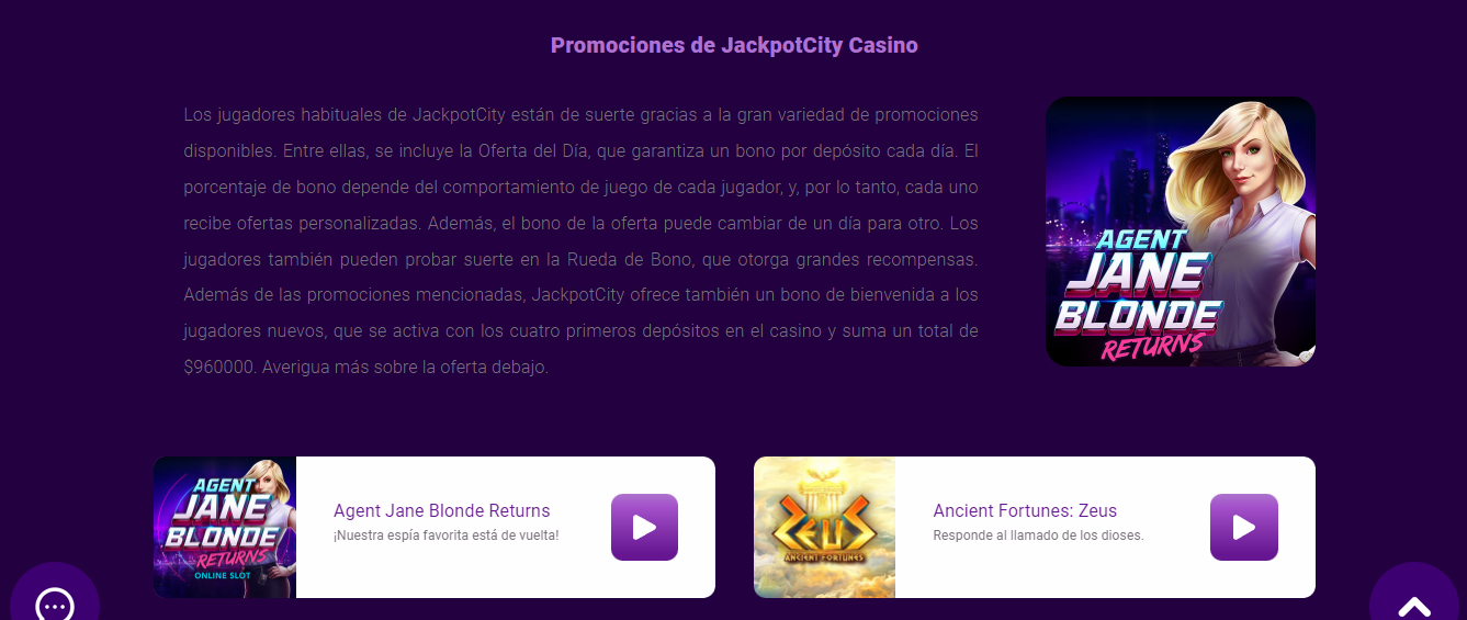 Jackpot City promociones