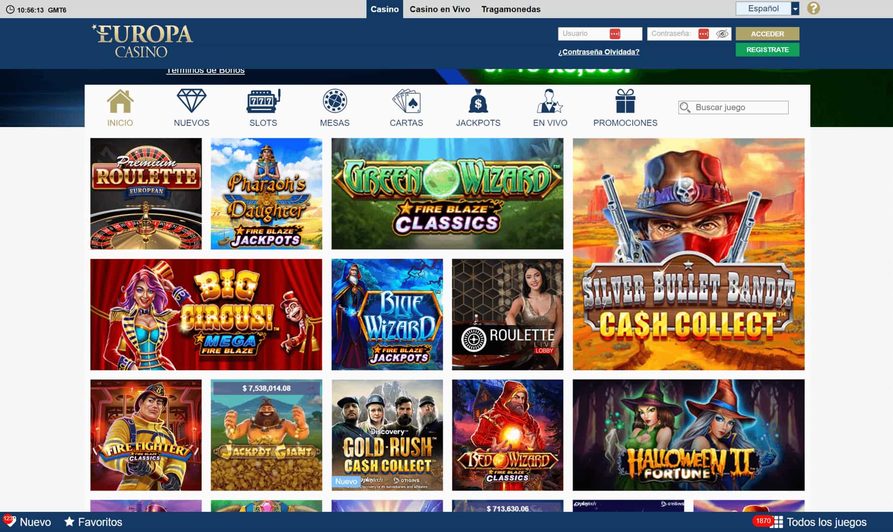 Europa Casino Catálogo de Juegos