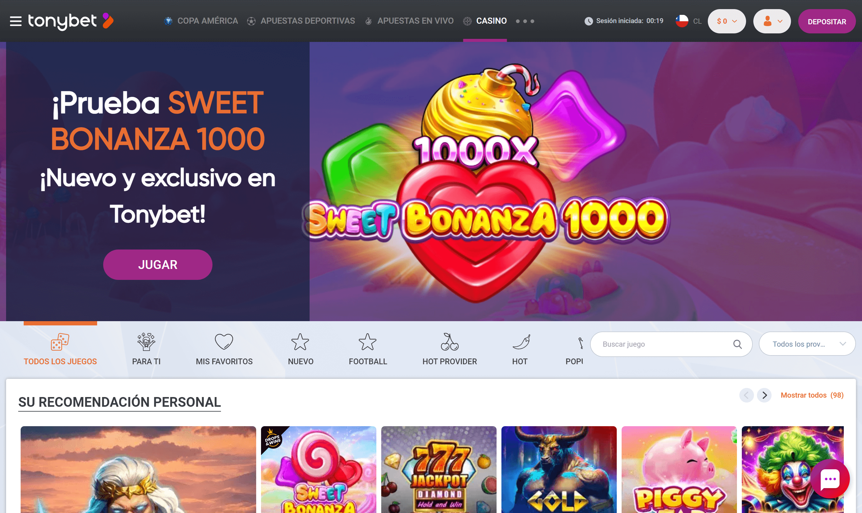 Tonybet homepage