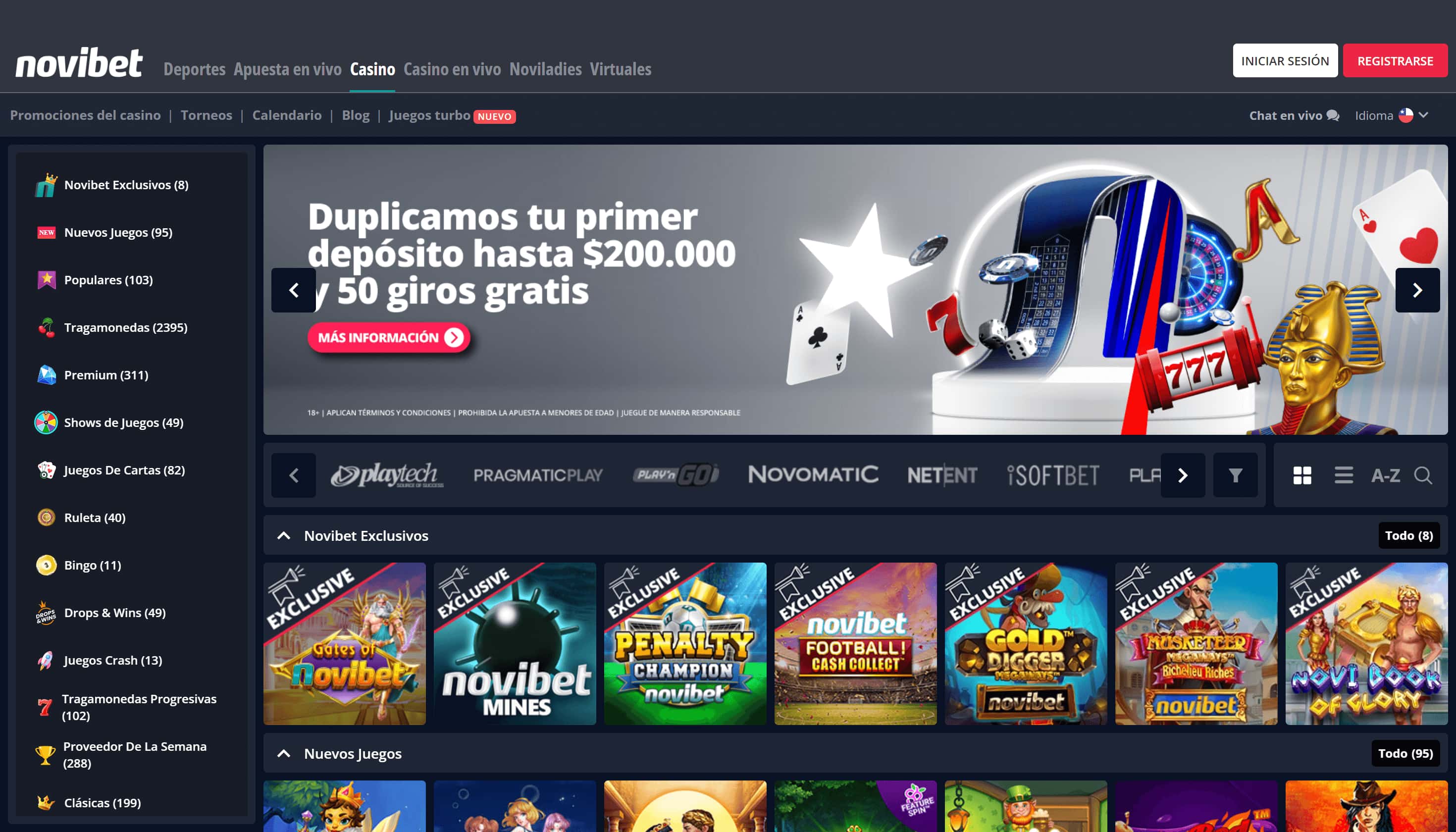 Novibet Chile Homepage