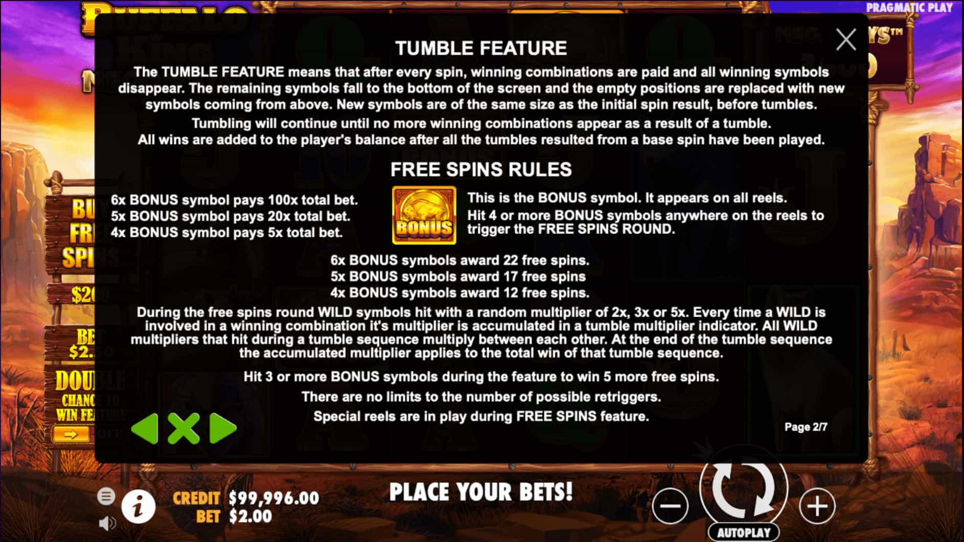 Buffalo King Megaways Bonus