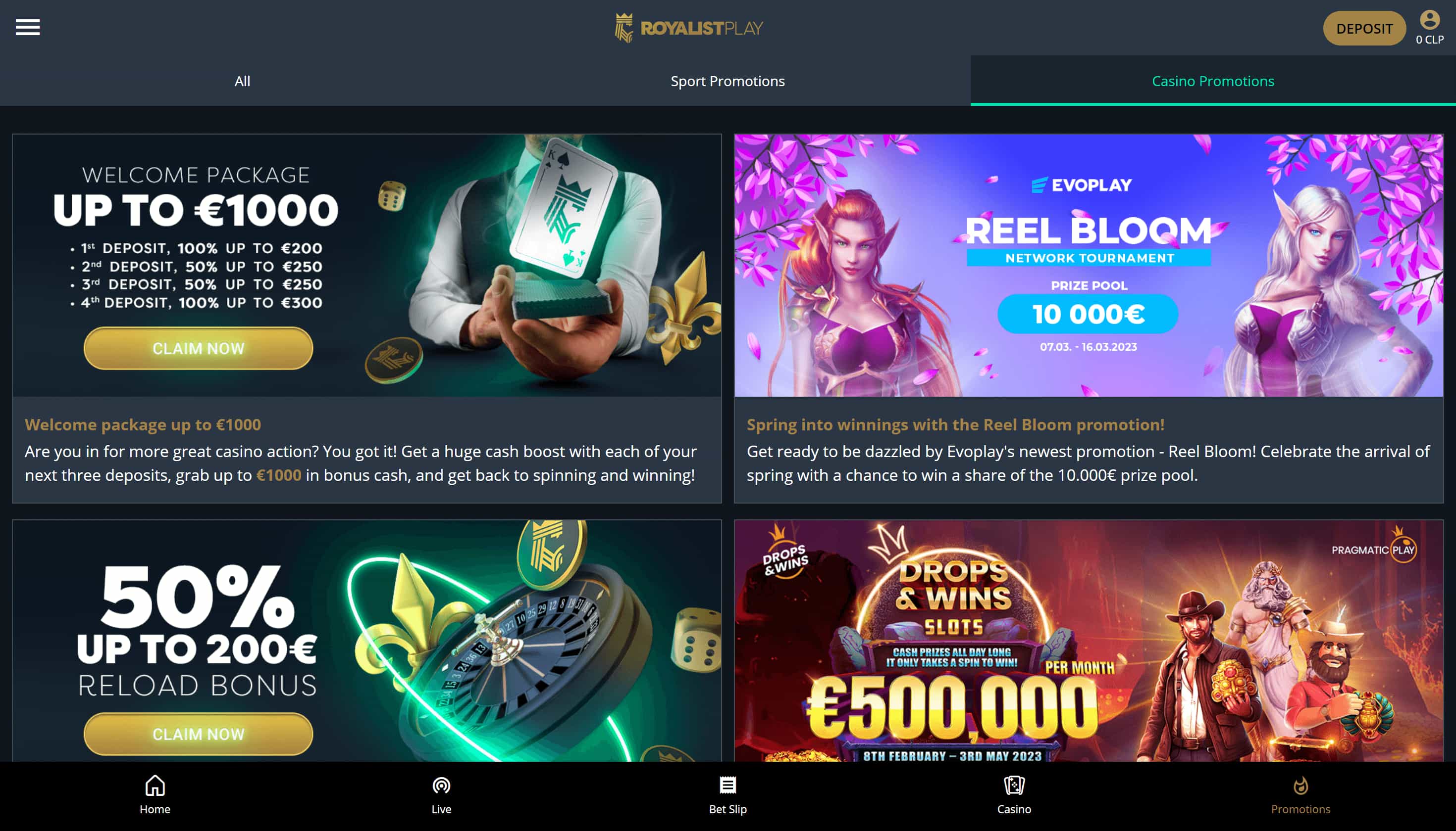 Royalist Play Bonos y promociones