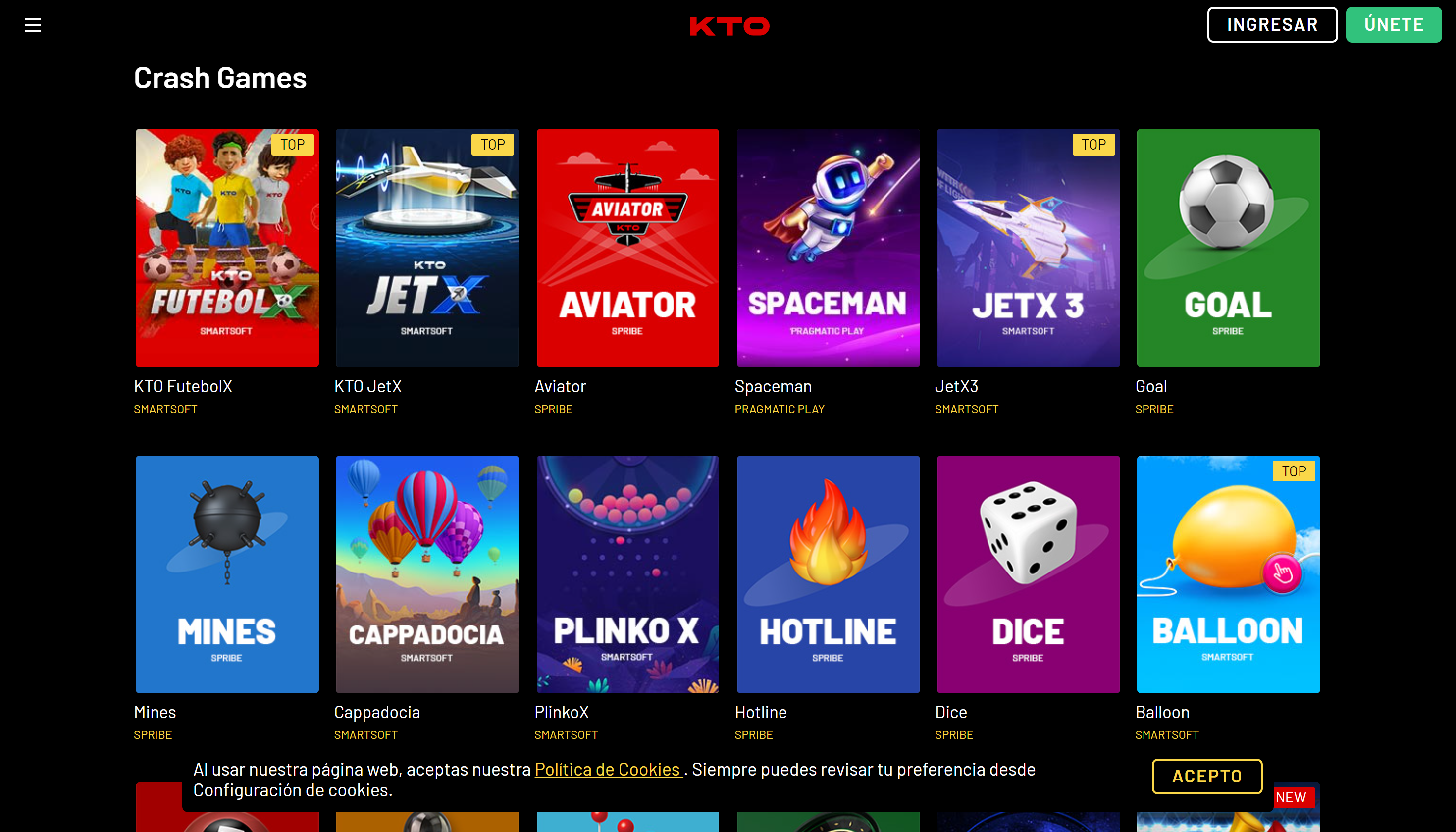 Juegos de KTO Casino