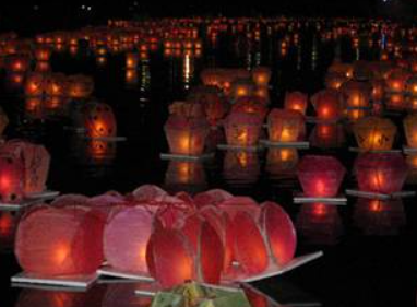 lotus lanterns down the river