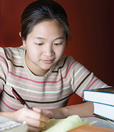 High school student studying Chinese