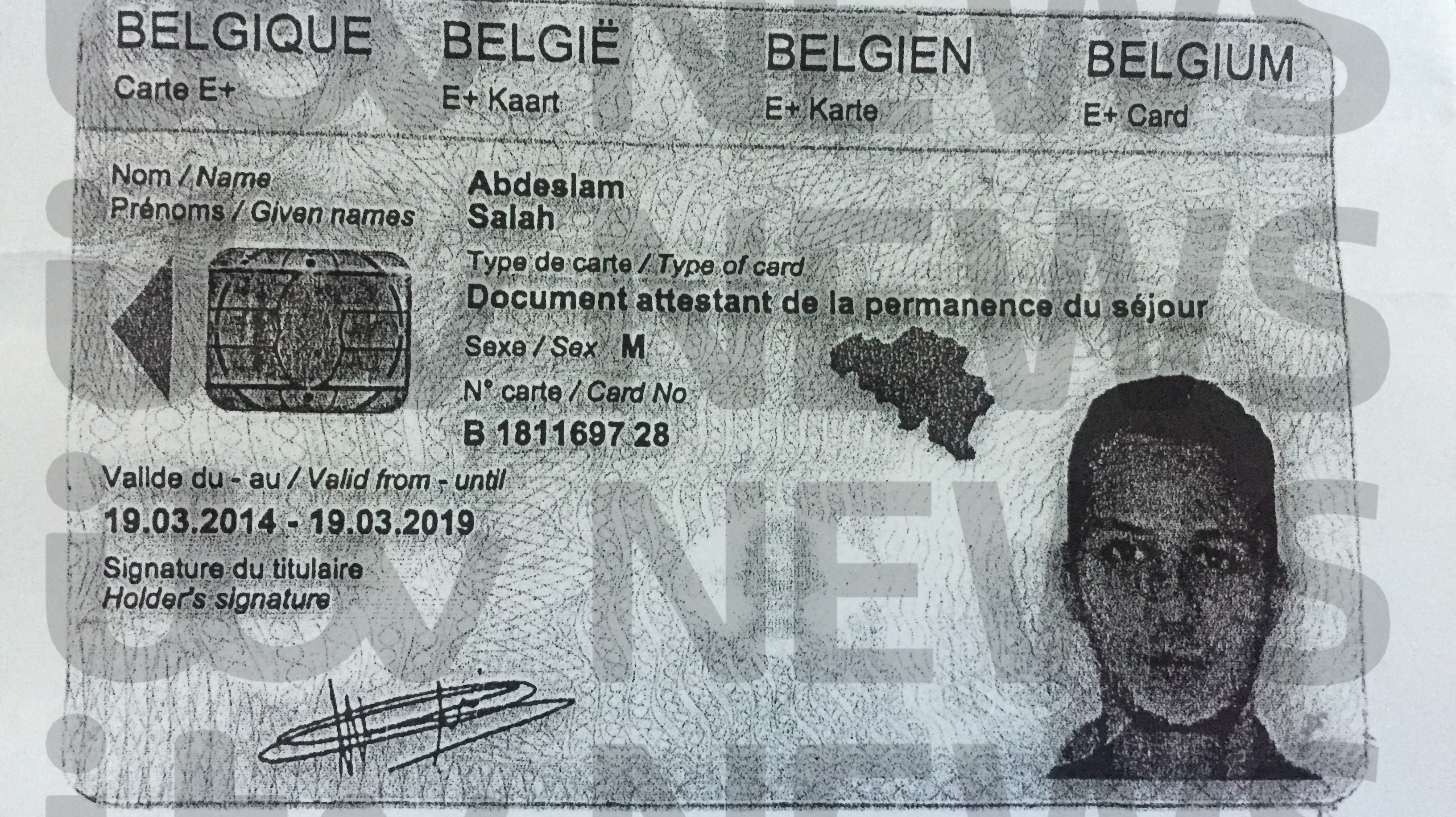 Itv News Sees The Residency Card Fugitive Used To Rent Hotel Rooms Before Paris Attacks Itv News