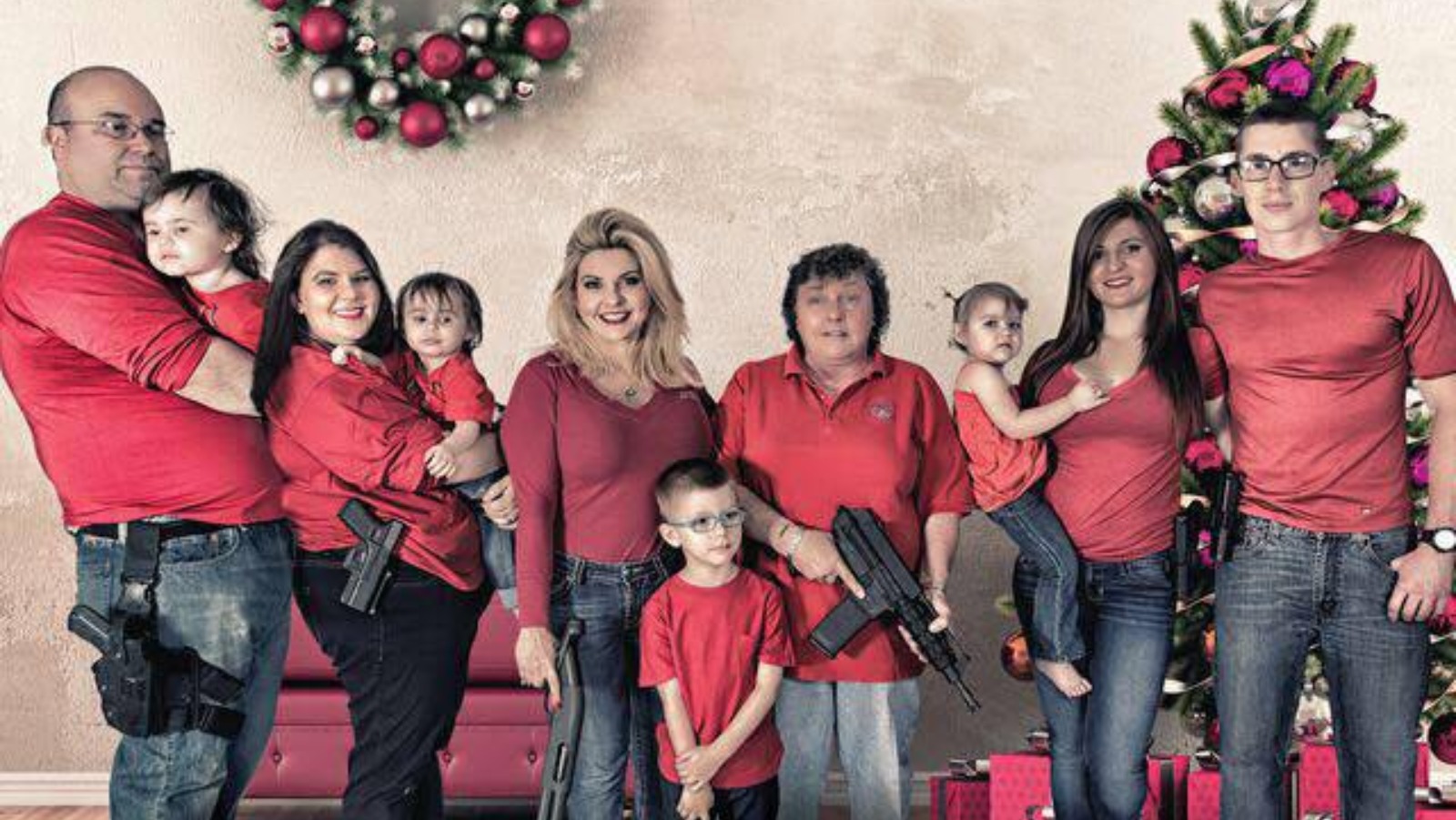 US politican arms family with guns for Christmas card | ITV News