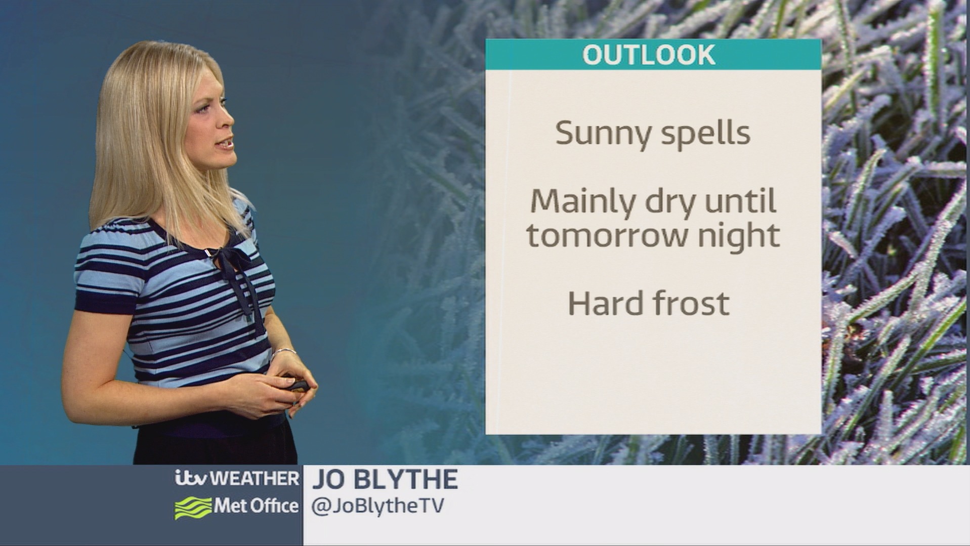Late weather forecast with Jo Blythe ITV News Calendar