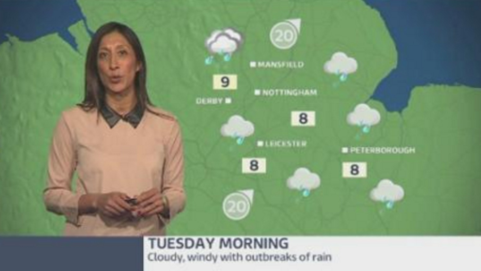 East Midlands Weather Cloud, rain and strong winds ITV News Central