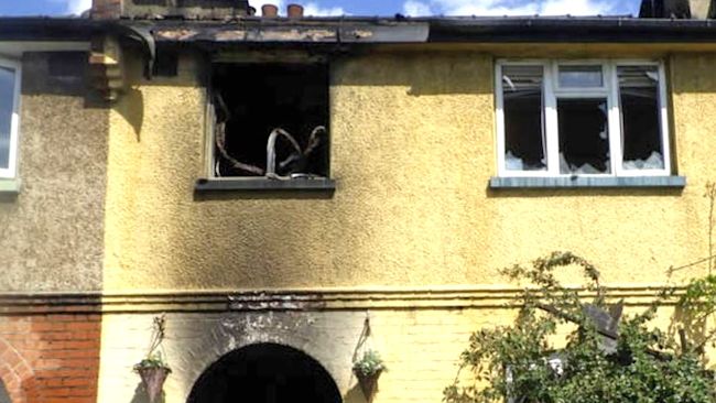 EMBARGOED TO 0001 MONDAY MAY 9 Undated handout photo issued by London Fire Brigade (LFB) of property in Kingston Road, New Malden, which suffered 'significant damage', following a fire after a man burnt timber on an open fire in his living room to heat his home. Picture date: Monday May 9, 2022.