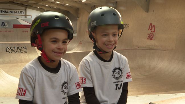 Brother Austin, six, and TJ, eight, are impressing everyone at Adrenaline Abbey in Corby.