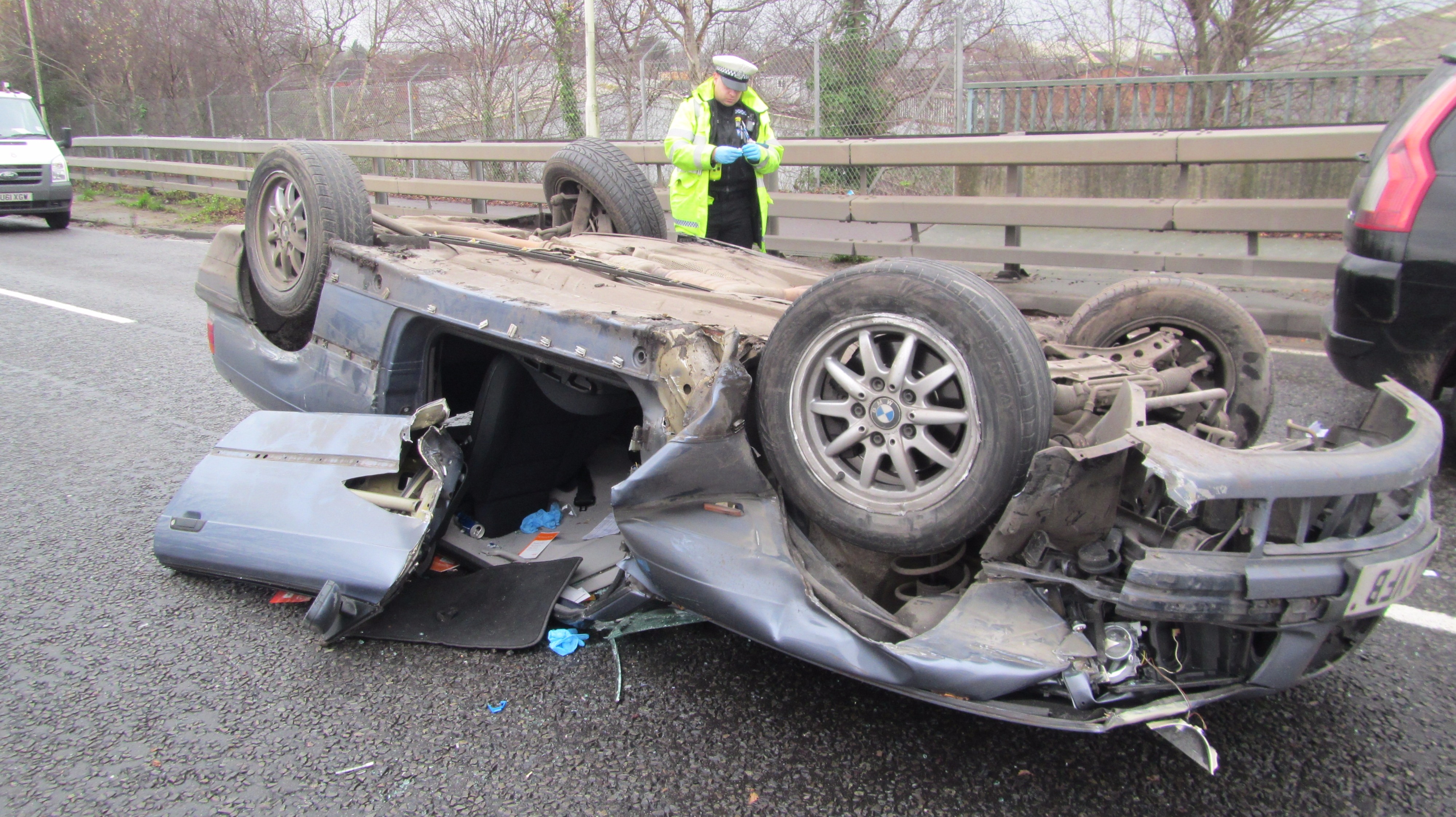 Dashcam footage shows moment car flips onto wrong side of dual ...