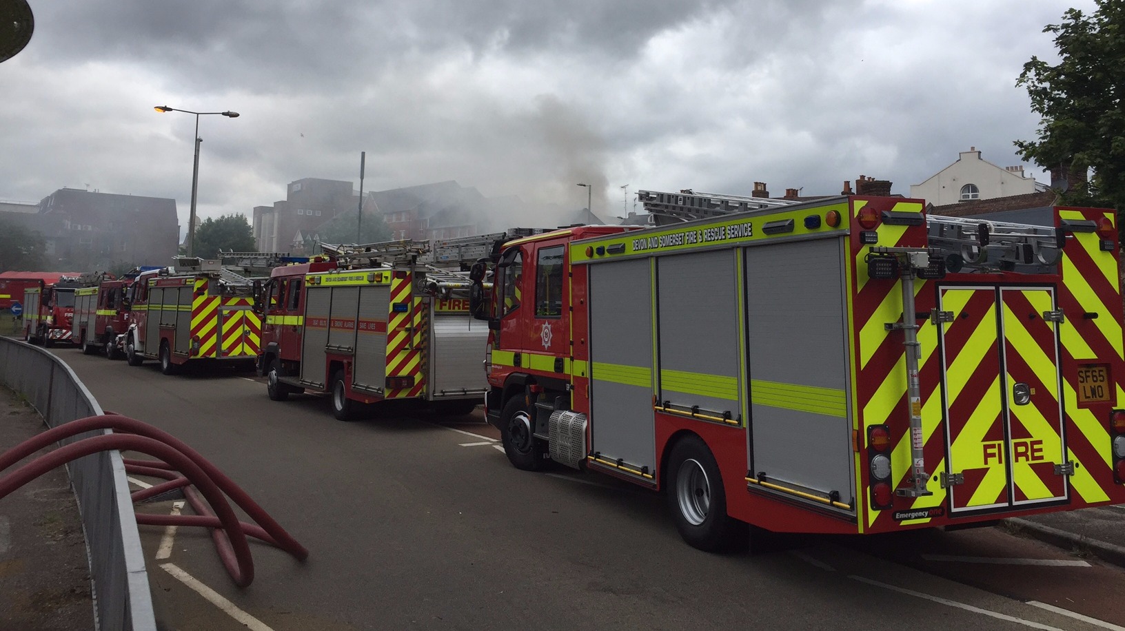 Exeter fire could take 'all night' to dampen down say emergency