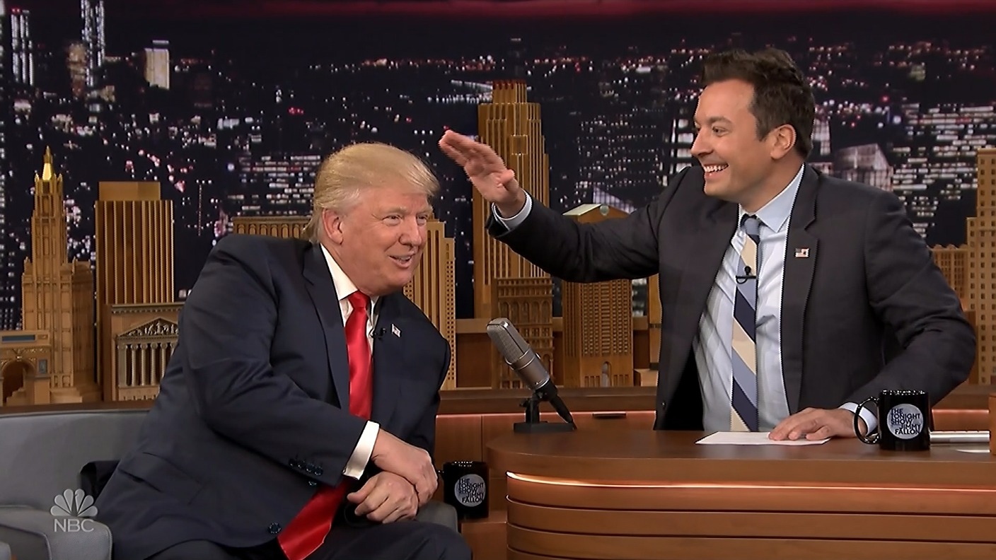 Jimmy Fallon Ruffles Donald Trump Hair On The Tonight Show | ITV News