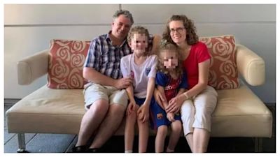 Helen Rhodes pictured with her husband and two children.