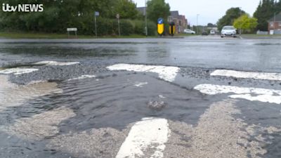 Water leaking in Thorpe Hesley as Yorkshire Water bring in a hosepipe ban