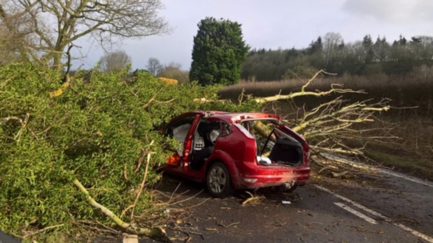 Elderly man dies in hospital after tree hits car during Storm Doris ...
