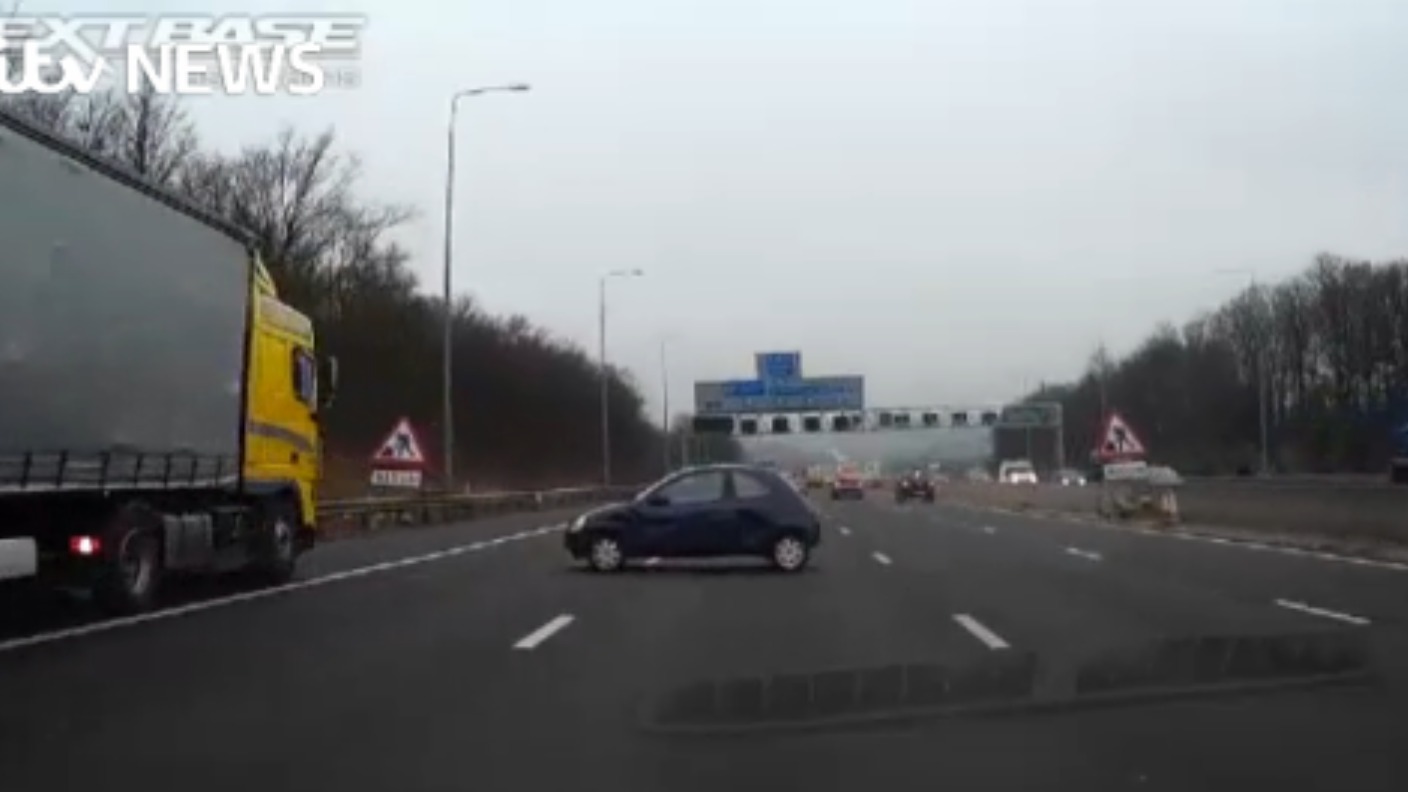 Watch Car rolls backwards onto busy motorway ITV News Central
