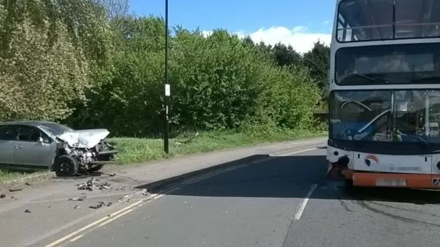 Two injured in bus and car collision | ITV News Central