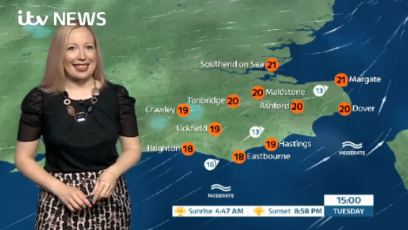 Tuesday's weather for the east of the region | ITV News Meridian