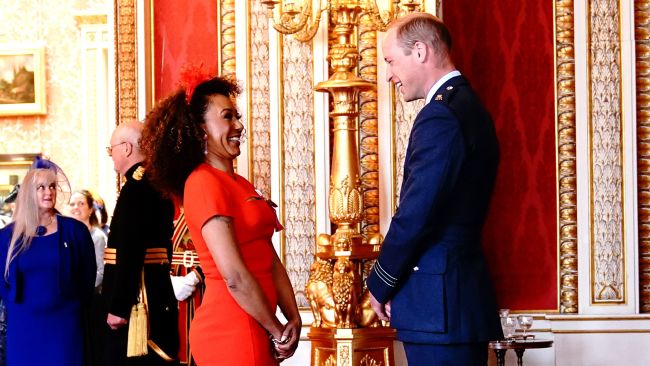 Spice Girl Mel B getting her MBE from Prince William