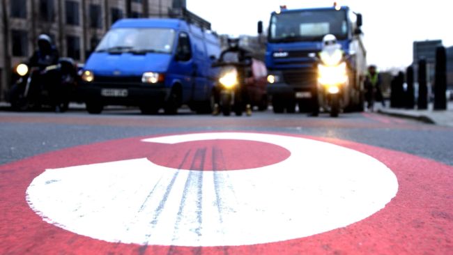 Congestion charge sign in London.
Credit: PA