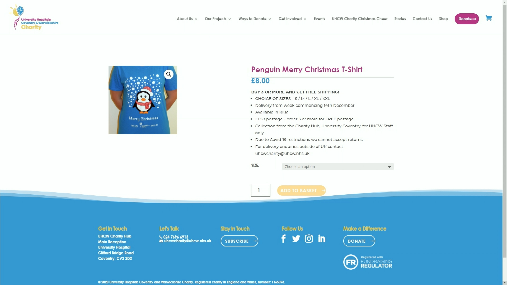 uhcw charity penguin t shirt