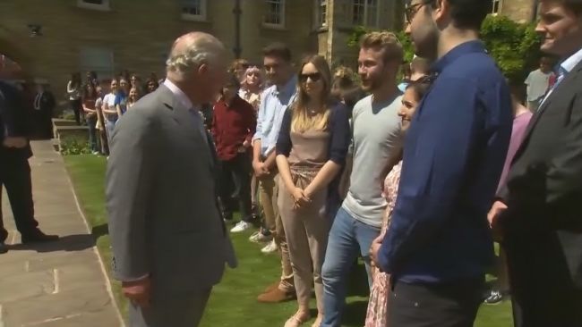  Prince Charles on a tour of Somerville College at the University of Oxford 