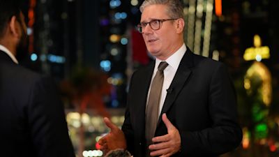 Prime Minister Sir Keir Starmer speaks to the media after his arrival in Abu Dhabi for his visit to United Arab Emirates, Saudi Arabia and Cyprus