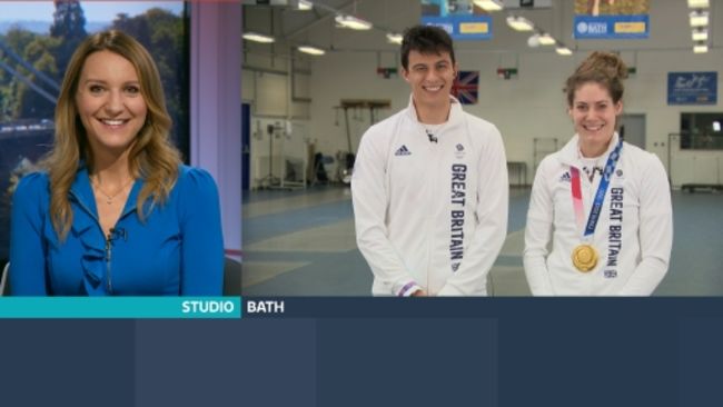 Kylie Pentelow talking remotely to Kate French and Joe Choong